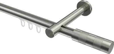 Produktbild von Interdeco Innenlaufstange / Gardinenstange mit Innenlauf Edelstahl-Optik, Typ Prestige Mavell (Zylinder Bicolor), 20 mm Ø 1-läufig, 400 cm