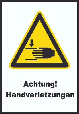 Produktbild von Achtung Handverletzungen A1 Rückseite selbstklebend Schild