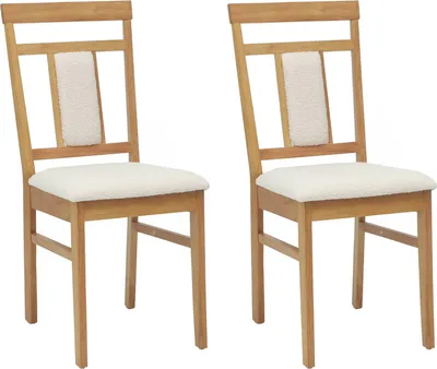 Imagen del producto de vidaXL: Juego de 2 sillas de comedor, madera de caucho maciza, color natural y claro