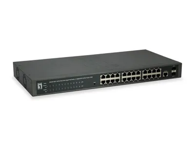 Image de LevelOne Switch 24x GE GEP-2652 2xGSFP 19" 370W 24xPoE+