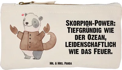 Produktbild von Mr. & Mrs. Panda Schlamper Skorpion Astrologie Größe S Klein - Weiß - Geschenk, Kulturbeutel, Mäppchen, Kosmetiktasche, Sternzeichen, Etui, Tierkreiszeichen, Pouch