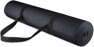 Immagine prodotto di Ibenzoa® BalanceFrom GoYoga: tappetino da yoga antiscivolo, dimensioni 172,7 x 61 x 0,6 cm, colore nero, con cinghia per il trasporto inclusa