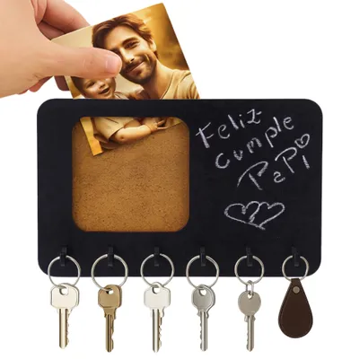Produktbild von Schlüsselbrett mit Ablage – Praktischer Schlüsselhalter aus Holz zur Aufbewahrung von Schlüsseln – Modernes Schlüsselbrett mit Haken (Rustikal)