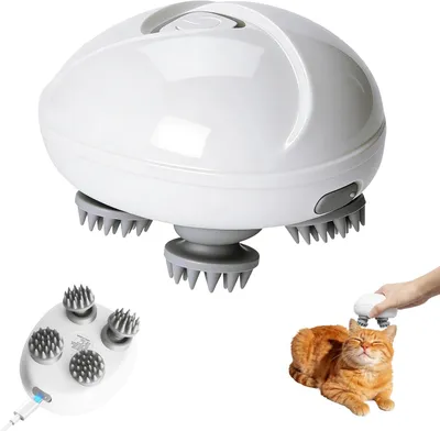 Productafbeelding van Elektrische Hoofdmassageapparaat, Draadloos Handmassageapparaat Met 4 Kneedkoppen, Ipx7 Waterdicht Huisdiermassageapparaat