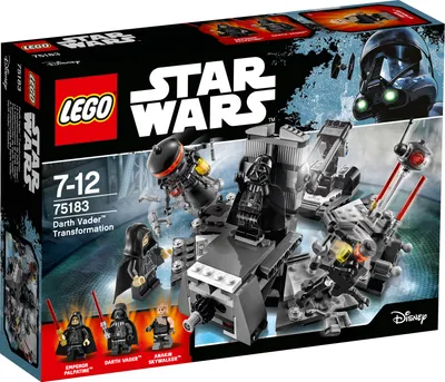 The image shows the packaging of a LEGO Star Wars Darth Vader Transformation building set.