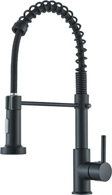 Imagen del producto de Grifo de cocina negro, giratorio 360°, con 2 tipos de chorro, grifo para lavabo con caño alto y ducha de latón extensible