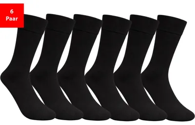 Produktbild von Diabetikersocken Damen & Herren Gesundheitssocken ohne Gummibund & Naht weich druckfrei - Schwarz 39-42 6 Paar