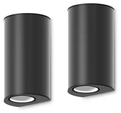 Produktbild von Calex Monza Wandleuchte, spritzwasserdicht, exkl. GU10-Spot, Schwarz, x2