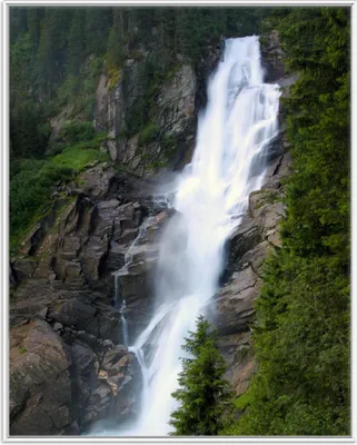 Produktbild von Wallario Wandbild Wasserfall, Größe: 40,30 x 50,30 cm, Poster mit weißem Aluminiumrahmen