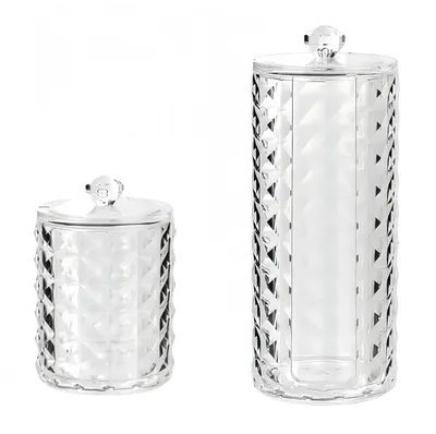 Image de 2 distributeurs de cotons, porte-coton-tiges, boîte de rangement pour coton-tiges, boîte à coton-tiges, boîte de rangement pour coton-tiges, porte-coton-tiges pour coiffeuse, salle de bains, chambre (en noir, B)