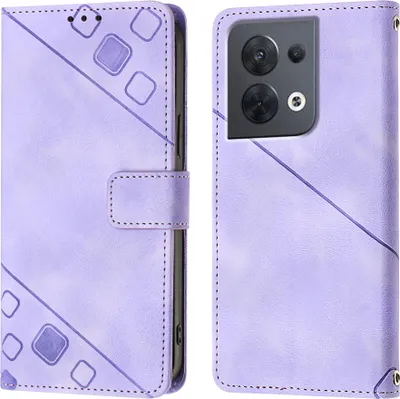 Produktbild von Hülle für OPPO Reno8 5G Prägung Flip Leder Brieftasche Schutzhülle mit Ständer Lila
