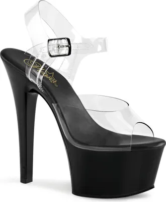 Produktbild von ASPIRE-608 Damen Sandale von Pleaser, Transparent Schwarz Lack, EU 40, US 10