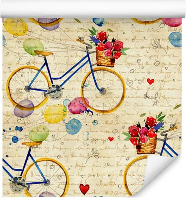 Produktbild von 10m VLIES TAPETE Rolle Kinderzimmer Fahrrder Blumen Ballons Aquarell XXL