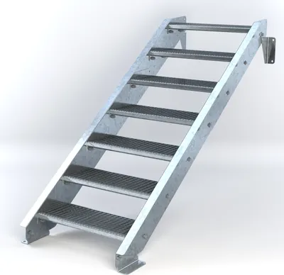 Produktbild von Stahltreppe 7 Stufen bis Höhe 140 cm, Laufbreite : 70 cm kein Geländer ST 1 (31 / 31 mm)