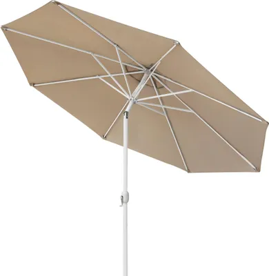 Produktbild von Sonnenschirm 3,5m rund creme Garten Balkon knickbar mit Kurbel UV-Schutz Gestell weiß paramondo interpara