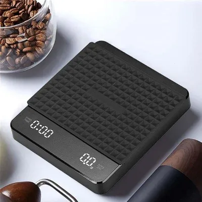 Produktbild von Präzise Kaffeewaage mit Timer, ideal für den Alltag, kleine Größe, perfekt für das Abwiegen von Lebensmitteln und Backzubehör.