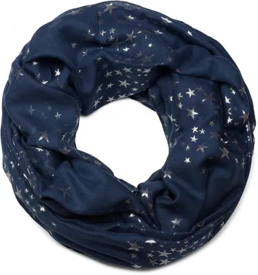 Produktbild von styleBREAKER Damen Loop Schal mit Metallic Sterne Print | Glitzer Schlauchschal ca. 89 x 75 cm | Leichter Rundschal für Frühjahr & Herbst
