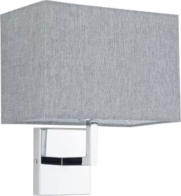 Produktbild von Wandleuchte Stoff Metall E27 H: 31 cm Chrom Grau Modern