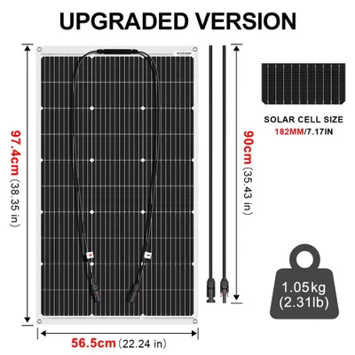 Image de Panneau solaire monocristallin de 100W - Flexible, 18V - 98x58 cm
