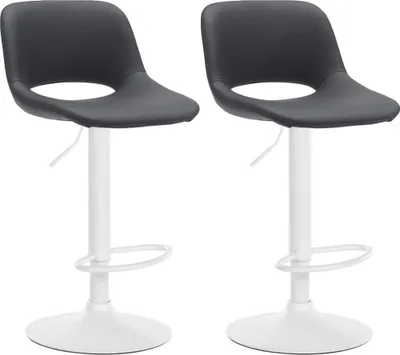 Produktbild von Set aus 2 Barhockern aus Kunstleder – höhenverstellbar – Bequemer Sitz und Rückenlehne
