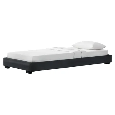 Produktbild von Kunstlederbett Polsterbett aus Kunstleder Bettgestell mit Lattenrost 90x200 cm Bett inkl. Lattenrahmen Einzelbett Jugendbett Kunstleder in Schwarz Corium