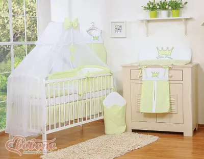Immagine prodotto di Grande zanzariera per culla in chiffon bianco con anelli e fiocco - ciondoli verdi