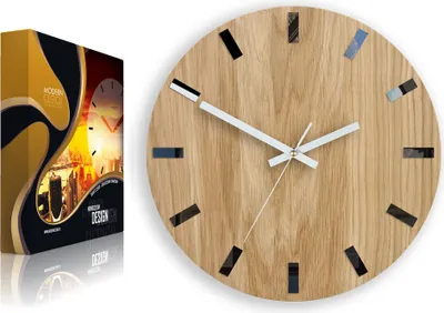 Produktbild von ModernClock, Wanduhr, Wohnzimmer, 33cm, große Wanduhr aus Eiche, Simple