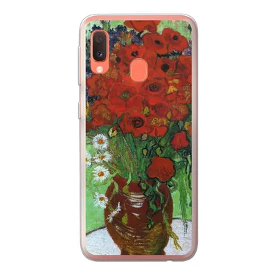 Produktbild von MuchoWow® Handyhülle Schutzhülle Hülle für Samsung Galaxy A20e Vase mit roten Mohnblumen und Gänseblümchen - Vincent van Gogh Silikon Softcase Handy Hülle - Abdeckung