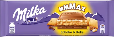 Produktbild von Milka Mmmax Schoko & Keks, Milchschokolade, 300 g, Schokolade, Milch, 2327 kJ, 558 kcal, 34 g