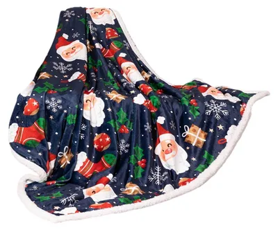 Produktbild von Weihnachtsdecke, kuschelige, weiche und warme Fleecedecke mit Weihnachtsmotiven