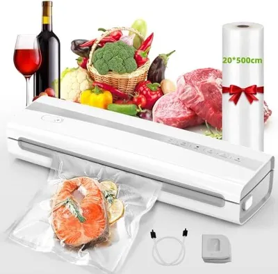 Produktbild von Kejector Vakuumversiegeler Multifunktional 5 m Rolle, Beutelschneider, Schlauch, Trocken-/Feuchtigkeitsmodus, ideale Lebensmittelkonservierung, Sous V