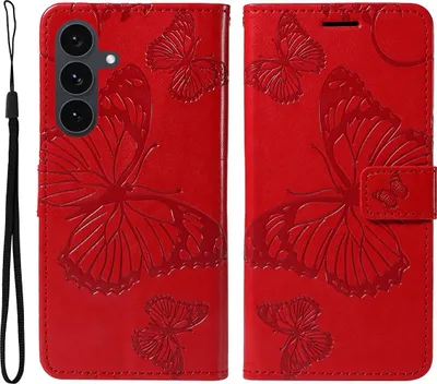 Produktbild von Samsung Galaxy S25 FE Hülle - Coverup Schmetterlinge Klapphülle - Rot