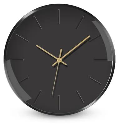 Produktbild von Analoge Wanduhr: Klassisches Design in Schwarz, Ø 25 cm, Quarzuhrwerk, Metallrahmen und -zeiger