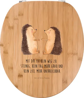 Produktbild von Mr. & Mrs. Panda Toilettendeckel Igel Liebe - Transparent - Geschenk, WC Brille, klo deckel, Freund, Hochzeitstag, Klo-Deckel, Freundin, Holz Klobrille, Hocheitstag