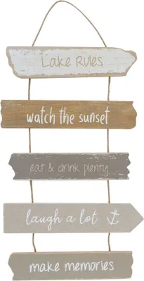 Produktbild von Deko Schild Lake Rules 28x55cm Holz 2fach
