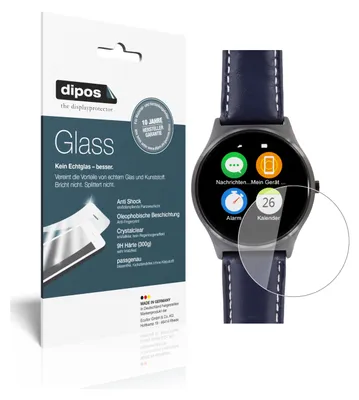 Produktbild von 2x Schutzfolie für Uhr 25.5 mm Durchmesser - Anti-Shock 9H Folie dipos Glass