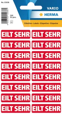 Produktbild von Textetikett Kleinpackung Eilt sehr 12x40 mm rot VE=5x320 Stück