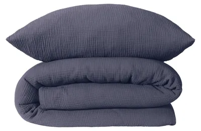 Produktbild von SCHIESSER Bettwäscheset Molly | Einfarbig | Musselin | 2-teilig | 100% Baumwolle | Weich & Angenehm | YKK-Reißverschluss | 135x200 cm + 80x80 cm | Indigo