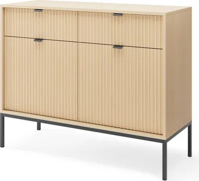 Obrázek produktu pro Selsey VELLORE - dvoudveřový příborník, vzhled dub Vicenza s černým rámem, 104 cm
