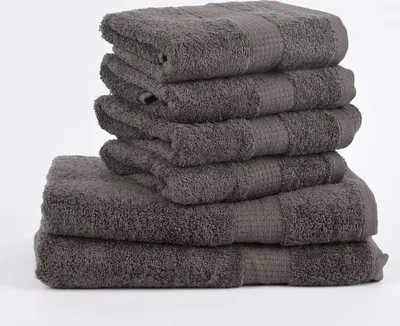 Produktbild von 6tlg Singleset Qualitätsfrottee 100% Baumwolle 500g/qm einfarbig Farbe anthrazit