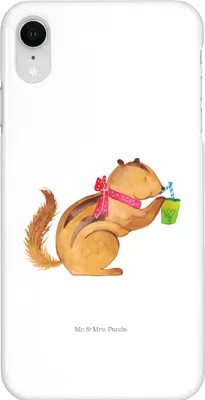 Produktbild von Mr. & Mrs. Panda Iphone XR Handyhülle Eichhörnchen Smoothie - Weiß - Geschenk, Handy Case, Abnehmen, Lustige Sprüche, Premium Kunststoff, Streifenhörnchen, Diät