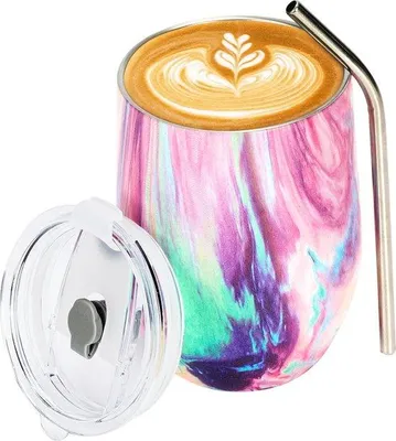 Produktbild von Famanu Thermobecher für Kaffee To Go - 350 ml - doppelwandiger, wiederverwendbarer Kaffeebecher mit Kunststoffdeckel