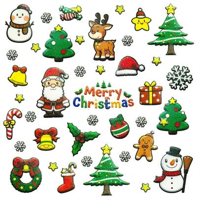 312 Glitzer-Aufkleber Weihnachten – 8 Bögen, 20 Motive, selbstklebend