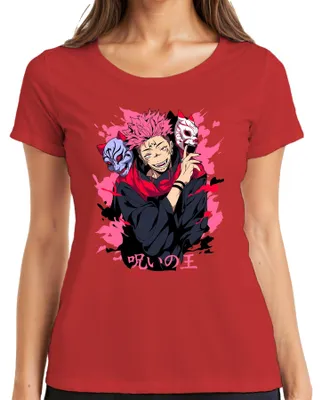 Immagine prodotto di Jujutsu Kaisen Sukuna Re delle Maledizioni Anime Estetica Regalo Manga Maglietta da donna, Rosso, L