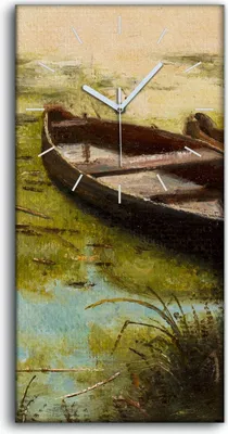 Produktbild von Wandbild Leinwand Bilder Wanduhr Geräuschlos 30x60 Malerei Boot Wasser - weiße Hände