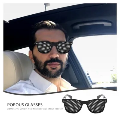 Produktbild von 2 Stück Rasterbrille für Augentraining, Pinhole Glasses mit faltbaren Bügeln, Lochbrille zur Entspannung und Verbesserung des Sehvermögens