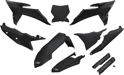 Immagine prodotto di Kit carene UFO PLAST da 10 pezzi, set carene in plastica con protezione forcella per KTM SX SX-F Racing 125 - 450 cc, anno di produzione 2025, colore: nero