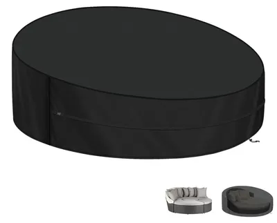 Image de Housse imperméable pour transat - Housse pour mobilier de jardin rond - Résistante aux UV - Tissu Oxford 420D - Housse de protection - Respirante et résistante aux déchirures