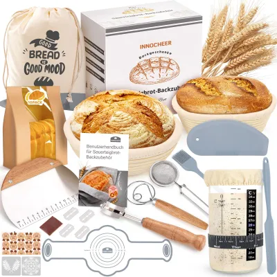 Imagen del producto de Conjunto de cestas para masa madre, de 25 cm y 23 cm, para panadería artesanal