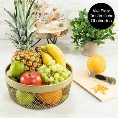 Productafbeelding van Famanu fruitschaal goud, modern, 25 cm - fruitschaal goud, metaal